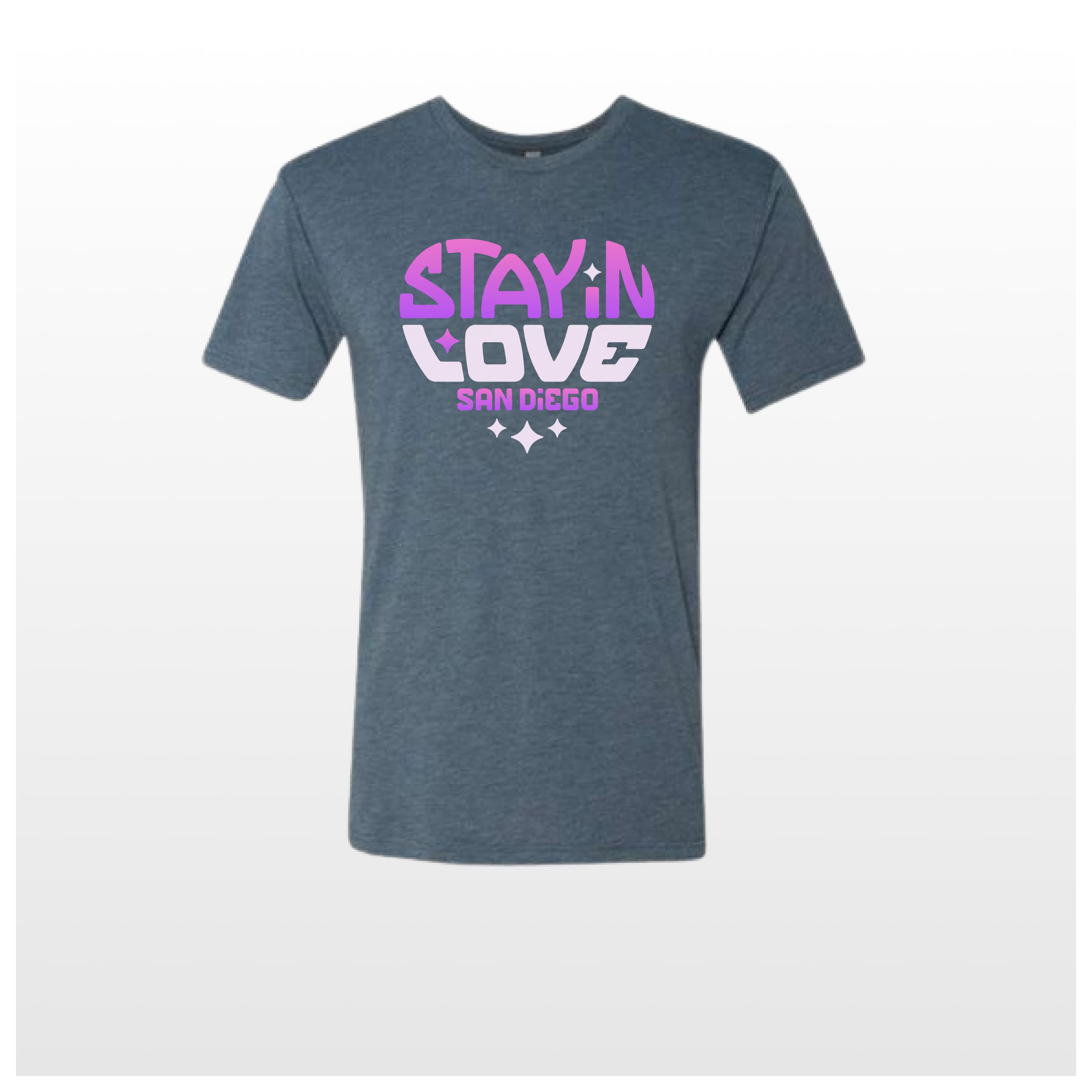 Indigo Los Místicos tee displayed front and back